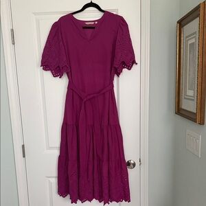 Soft Surroundings Magenta Eyelet Midi Dress